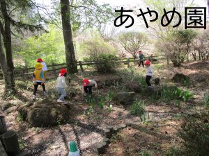 あやめ園で遊ぶ子どもたち
